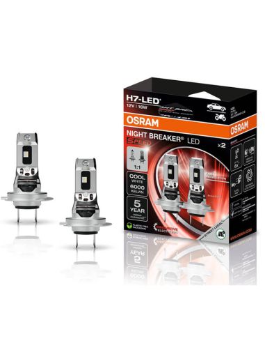 Boîtier d'ampoule LED H7 NIGHT BREAKER SPEED OSRAM sans transformateur | Lumière blanche 6000K | Approuvé 64210DWNBSP