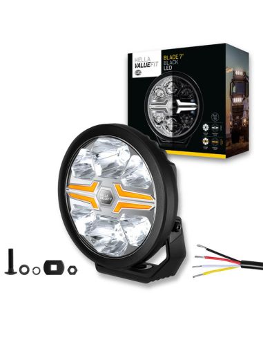 Faro LED 7" Homologado Blade Negro - Luz de Posición Blanca - Ambar y Largo Alcance R10, R149, R148