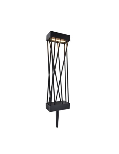 Balise solaire LED SPIDO avec piquet de terre, design noir élégant, 10,5W, 900Lm, 3000K