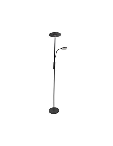 Lámpara de salón LED de metal negro con brazo lector, VINET 30+6W, 3000Lm, CCT 2700K/4000K/6500K, con mando a distancia imantado