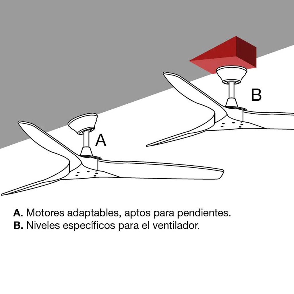 Instalar un ventilador en techo inclinado