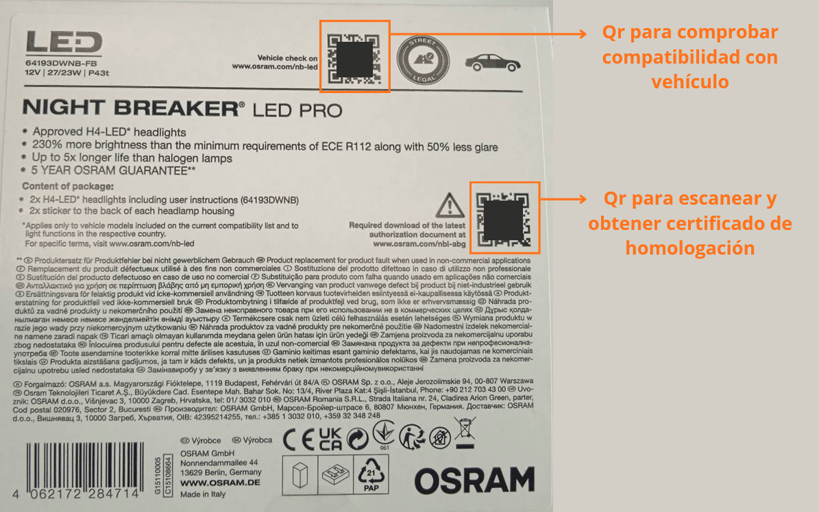 OSRAM NIGHT BREAKER H4-LED, jusqu'à 230% de luminosité en plus, premiers  feux de croisement et de route H4 LED, homologué route en France